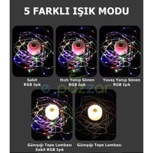 Epazzar 5 Mod 8 Metre Rgb Işık Dizeleri & Günışığı Tepe Lambalı Kamp Bahçe Veranda Dış Mekan Şarjlı Aydınlatma