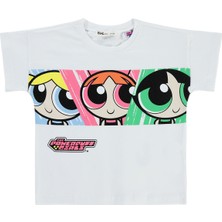 Powerpuff Girls Kız Çocuk T-Shirt 2-5 Yaş Beyaz