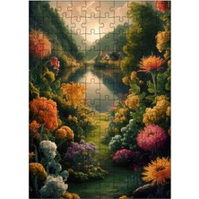 Tablomega Ahşap Mdf Puzzle Yapboz Göl Kıyısı ve Çiçekler 120 Parça 25*35 cm