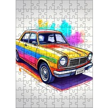 Karizma Tablo Ahşap Mdf Puzzle Yapboz Renkli Klasik Araba Çizimi 120 Parça 25*35 cm