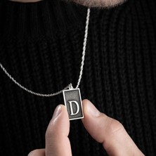 Vetro Silver Erkek Özel Tasarım 925 Ayar Gümüş D Harf Kolye