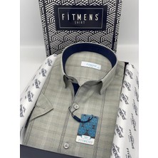 Fitmens Klasik Kısa Kol Keten Hediye Kutulu Erkek Gömlek (CODE:Ü.7610) - Haki
