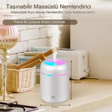 Qasul H2O Humidifier 300ML Ulrasonik Usb'li Hava Nemlendirici LED Işıklı Buhar Makinesi