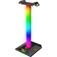 Gorgeous Rgb Oyun Kulaklığı Standı Çift USB Bağlantı Noktası Dokunmatik Kontrol Şeridi (Yurt Dışından)