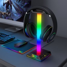 Gorgeous Rgb Oyun Kulaklığı Standı Çift USB Bağlantı Noktası Dokunmatik Kontrol Şeridi (Yurt Dışından)