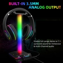 Gorgeous Rgb Oyun Kulaklığı Standı Çift USB Bağlantı Noktası Dokunmatik Kontrol Şeridi (Yurt Dışından)