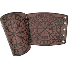 Hermoso Çift Cosplay Sahne Retro Viking Vegvisir Deri Kol Zırhı Kahverengi (Yurt Dışından)