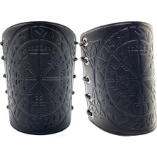 Hermoso Çift Cosplay Sahne Retro Viking Vegvisir Deri Kol Zırhı Kahverengi (Yurt Dışından)