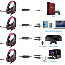 Gorgeous Ps4/ps5 Bilgisayar Pc Dizüstü Bilgisayar Için G10 Başa Monte Oyun Kulaklığı Kırmızı (Yurt Dışından)