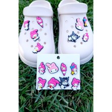 Herşey Nota Kuromi & Melody Jibbitz 8'li Terlik Süsü Crocs ve Diğer Terliklerle Uyumlu