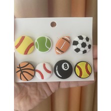 Herşey Nota Spor Futbol Basketbol Terlik Süsü Cross Terlik Jibbitz Terlik Aksesuarı 8 Adet