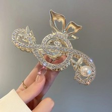 Herşey Nota Sol Anahtar Kelebek Notalı Taşlı Model Gold Metal Mandal Toka Gold Mandal Saç Tokası