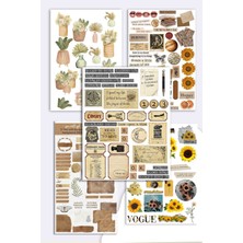 Liyacraft 10'lu Vintage Sticker Planner Ajanda Bullet Journal Için Uygun Set