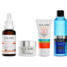 Solaris C Serum 30 ml ve  Anti Age Bakım Kremi 50 ml ve  Güneş Kremi 50 ml ve Tonik 200 ml