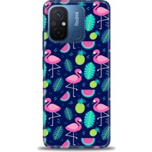 Kılıf Evreni Xiaomi Redmi 12C Kılıf Hd Baskılı Kılıf - Flamingo Ananas + 9h Nano Ekran Koruyucu