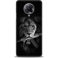 Kılıf Evreni Xiaomi Redmi K30 Pro Kılıf Hd Baskılı Kılıf - Tüfek ve Aslan + 9h Nano Ekran Koruyucu