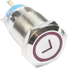 Motorobit 19FXHX 19MM Düz Yaylı Işıklı Ok Işaretli Metal Buton - Kırmızı