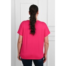 Koza Kadın V Yaka Büyük Beden T-Shirt 1486-23