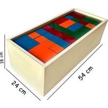 Hamaha Eğitici Ahşap Oyuncak | Ahşap Renkli Mega Bloklar 71 Parça Kasalı