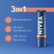 Nivea Renkli Dudak Bakım Kremı,Nude,4,8gr,Nemlendırme,Spf30,Doğal Yağlar,E Vitamini,Dudak Ve Yanaklar Için