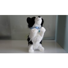 Mj Toys Havlayan Sese Duyarlı Ayağa Kalkan Uykuya Dalan  Peluş Sevimli Beyaz Siyah Köpek