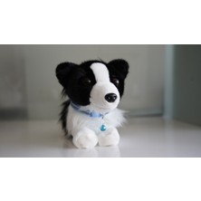 Mj Toys Havlayan Sese Duyarlı Ayağa Kalkan Uykuya Dalan  Peluş Sevimli Beyaz Siyah Köpek