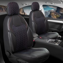 Startcar Volvo XC70 Deri Detaylı Süet Kumaş Ön Arka Set Oto Koltuk Kılıfı Siyah Lotus Sc