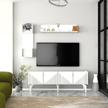 Demonte Decor Meda Tv Ünitesi Takımı Beyaz-Gümüş