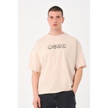 Owut Collection Erkek Bisiklet Yaka Logo Detaylı Oversize T-Shirt