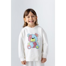 Zeyland Kız Çocuk Ayı Desenli Sim Baskılı Sweatshirt