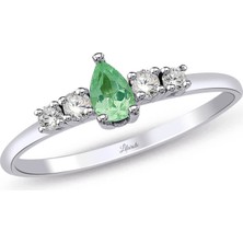 Lilarote Yeşil Oval Topazlı Pırlanta Yüzük