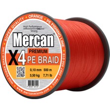 Mercan Premium X4 Pe Örgü Turuncu Renk Ip 500M Bobin Misina