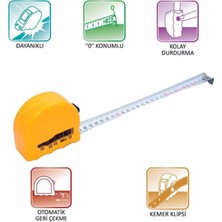 Badem10 Şerit Metal Bükülebilir Metre 3 M x 16 mm Sarı Renk Düğmeli Ölçüm Ölçme Plastik Kasalı