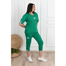 Koza Kadın Büyük Beden Taytlı Takım 3753-23 Yaz Sezonu Yüksek Bel Tayt ve V Yaka T-Shirt