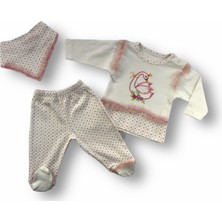 Diji Baby 3-6 6-9 9-12 Ay Kraliçe Kuğu Nakışlı Bandajlı Uzun Kollu Sweatli 3lü Kız Bebek Takımı