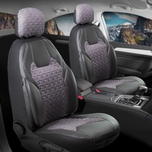 Startcar Volvo XC70 Deri Detaylı Süet Kumaş Ön Arka Set Oto Koltuk Kılıfı Siyah Füme Lotus Sc