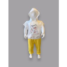 Diji Baby 3-4-5 Yaş Kapşonlu Sevimli Kız Baskılı Kısa Kolu 2li Kız Erkek Çocuk Takımı