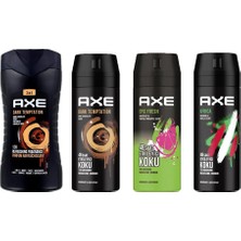 Axe Dark Temptation Erkek Duş Jeli 250ML + Epic Fresh + Africa 3in1 + Dark Temtation Deodorantı 150 ml 4lü Set