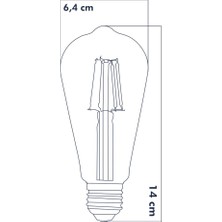 Heka Dekoratif Rustik LED Armut Ampul E27 ST64 6W 6500K Beyaz Işık 5'li ERD-209