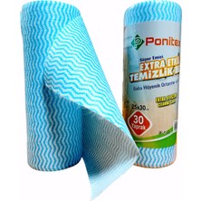 Ponitex 4430 (2 Adet) Süper Emici Perforeli Pratik Hassas Temizlik Bezi 30 Yaprak Rulo 25X30 Cm. (Mavi)