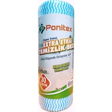 Ponitex 4430 (1 Adet) Süper Emici Perforeli Pratik Hassas Temizlik Bezi 30 Yaprak Rulo 25X30 Cm. (Mavi)