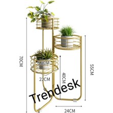 Trendesk Modern 3 Katlı Metal  Çiçeklik Saksı Standı Saksılık