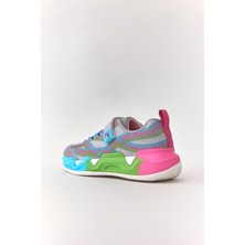 Dudino Kids Footwear Pembe Kız Ribbon Renkli Tabanlı Cırt Cırtlı Çocuk Sneaker