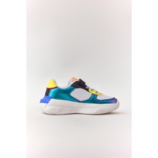 Dudino Kids Footwear Siyah Kız Trend Renkli Tabanlı Cırt Cırtlı Çocuk Sneaker