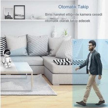 Qasul Full Hd Kablosuz Wifi  Robot Kamera 3mp Iki Yönlü Ses Otomatik Izleme Hareket Algılama Kişi Takibi Ofis  Ev Kamerası