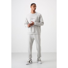 Air Jones Taş Pamuklu Kalın Yumuşak Dokulu Comfort Fit Baskılı Erkek Eşofman Takım - 85253