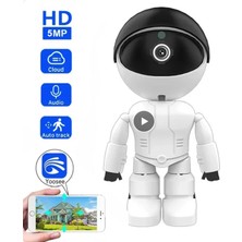 Qasul Robot Görüünümlü Hd Ip Kamera Kablosuz 5mp Hd Ev Güvenlik Kamerası Ir Gece Görüş Iki Yönlü Ses Bebek Evcil Hayvan Izleme Kamerası