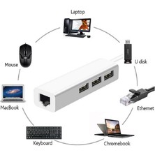 Yenilzd Aluminyum USB To RJ45 Ethernet + USB 3 Port Hub Çoklayıcı