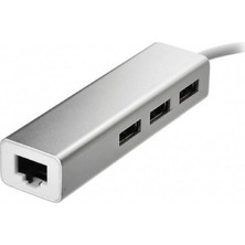 Yenilzd Aluminyum USB To RJ45 Ethernet + USB 3 Port Hub Çoklayıcı