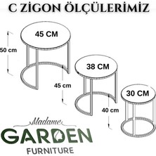 Madame Garden Üçlü Zigon Sehpa Takımı, Zigon Sehpa Seti, Ceviz Rengi Üçlü Sehpa